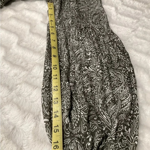 Cable & Gauge Women’s Crinkle Olive Green/White Boho Peasant Top Size L - Picture 8 of 8